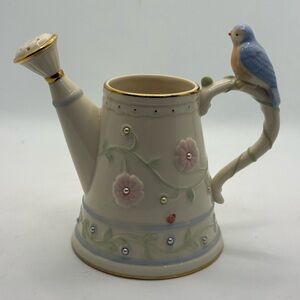 Lenox Petal And Pearls Bluebird Bud Vase Watering Can 5 1/2"Porcelain
